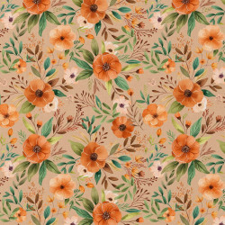 Printed Cotton CAMELIA Linen / Orange